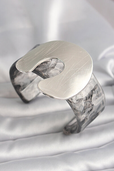 Clariss Black Marble Pattern Acrylic Plate Vintage Women Bracelet Azry (Rsbjt...