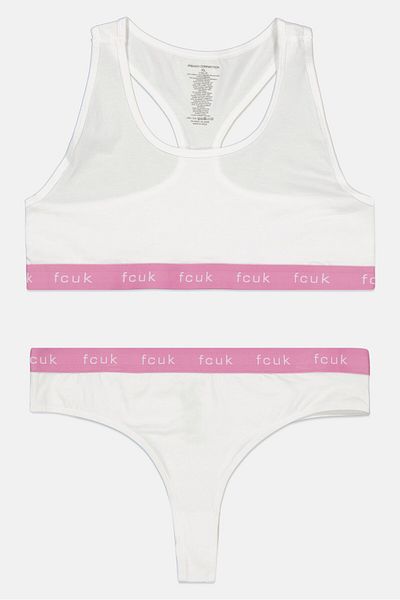 French Connection Women 2 Piece Non Padded Bralette With Pantie, White
