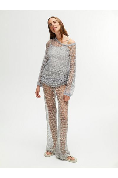 Nocturne Pearl Detailed Mesh Knitwear