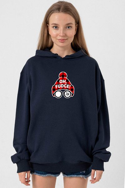 Tshirthane Oh Fudge Christmas - Navy Blue 3Ip Hooded Women's Coat