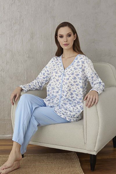 ARMİLLİA DİMODA Set de pijamale de maternitate cu model albastru Aydoğan pentru femei