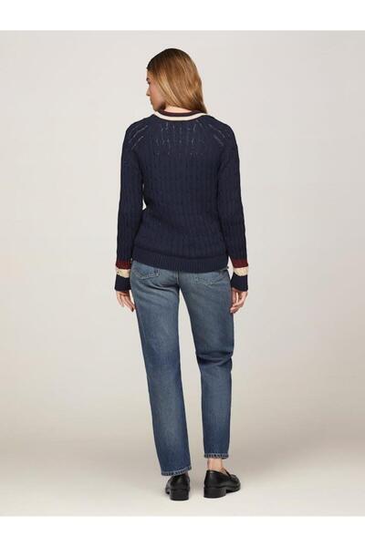 Tommy Hilfiger VARSITY CABLE V-NK SWEATER LS