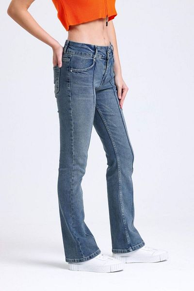 Hiccup Pantaloni din denim cu talie medie cu picior drept