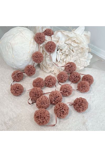 PAMUKA Mini Pompom Tulle - Pinkish Brown
