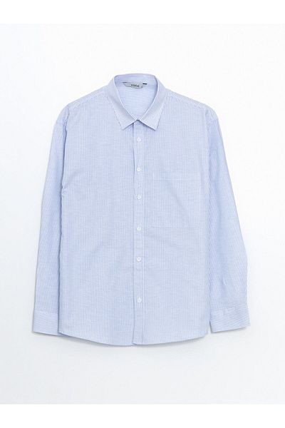 LC Waikiki Xside Blue Regular Fit Long Sleeve Striped Men's Shirt