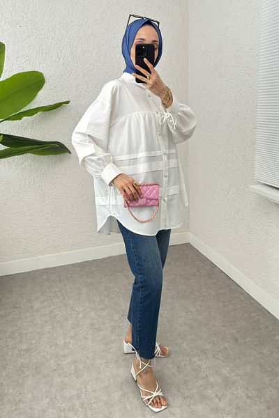 Salih Çelebi Open Layer Tunic - 2250 White Double Layer