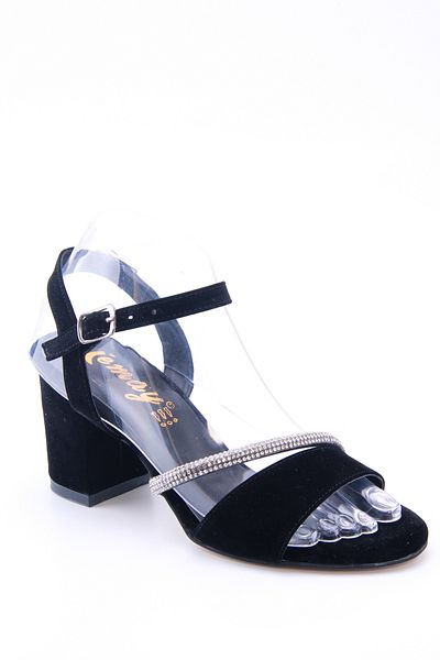 en7 Black Suede Women's Stoned Light Classic Low Heeled Shoes 7010