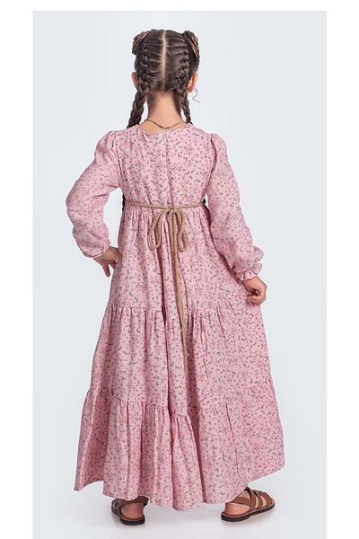 Mnk Baby&Kids Dusty Rose Muslin Fabric - Girls Long Sleeve Hijab Dress M00705