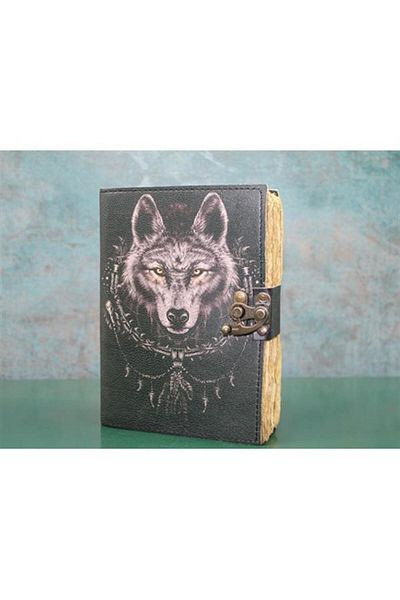 Gökler E Ticaret Wolf Bust Leather Notebook