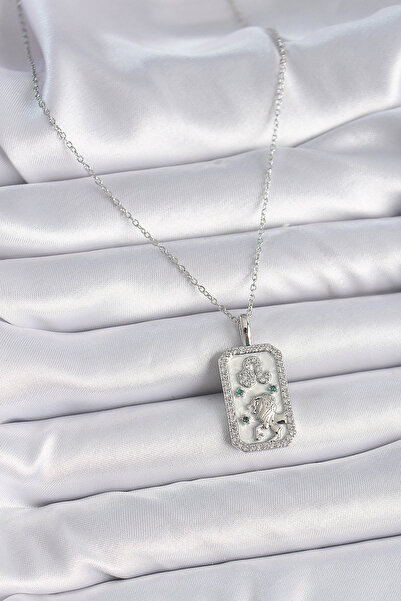 BSRE Silver Color Chain Leo Zodiac Sign Women Necklace (316L Steel)