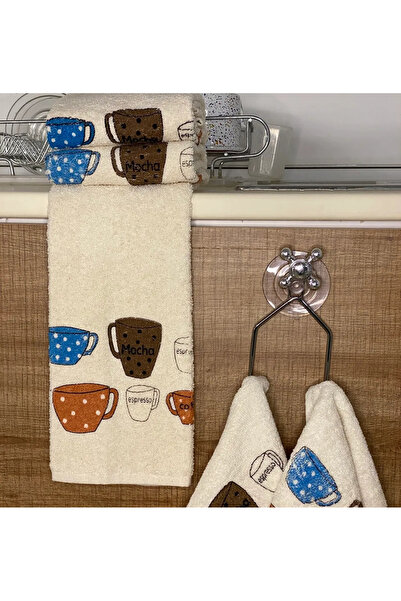 Bidoluraf منشفة مطبخ مطبوعة باللون البيج مقاس 30 × 50 سم وقماش للتجفيف - 4 قطع