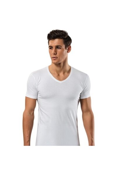 Anıt 1204 Модална мъжка тениска без ръкави с V-образно деколте БЯЛА