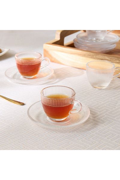 Home Box Ribbed Espresso Cup with Saucer Set of 12