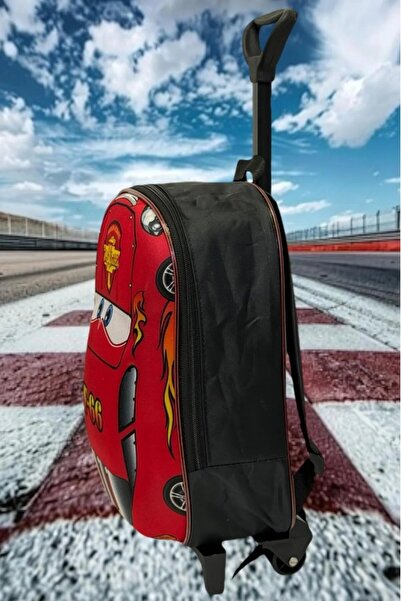 Uniquerrs Kindergarten Nursery Children's Cars F-66 Luxury 5D Embossed Printed School Bag and Backpack with Squeegee Wheels