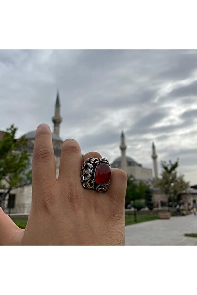 Sima Silver Gümüş Tasarım Yemen Akik Taşlı Otantik erkek Yüzük Takı