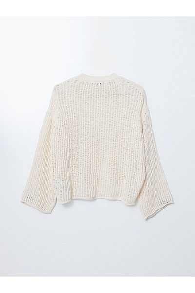 LC Waikiki Crew Neck Openwork Oversize Women's Knitwear Sweater