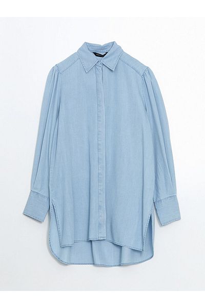 LC Waikiki Lcw Shirt Collar Women Jean Tunic Fast Fashion