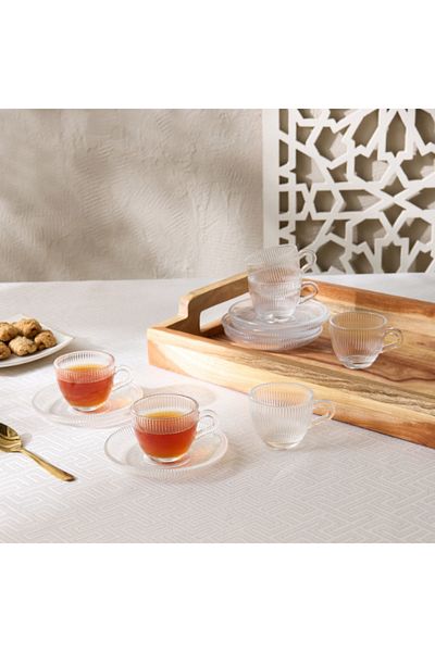 Home Box Ribbed Espresso Cup with Saucer Set of 12