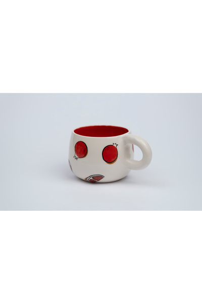 Melouro Pomegranate Set of 3 Handmade Ceramic Cups with Handles, Mug