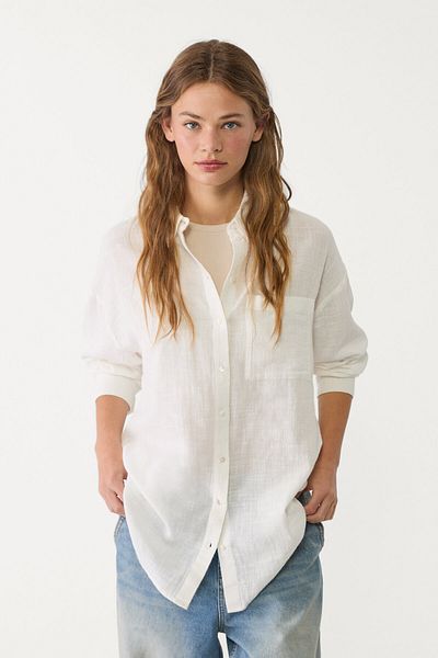 Stradivarius Basic flowing shirt with pocket