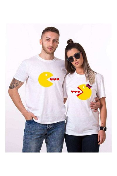 Tshirthane Pacman Heart Lover T-Shirt - Couple Combination