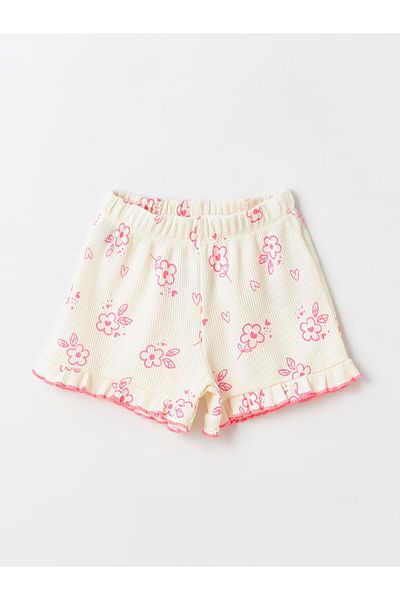 LC Waikiki Floral Baby Girl Shorts with Elastic Waist (S4)