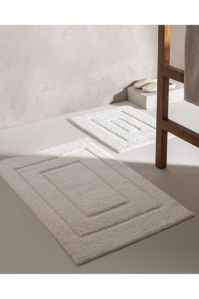 Madame Coco Ecru Lambese 2-Piece Cotton Bath Mat