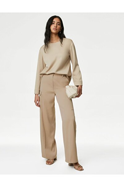 Marks & Spencer Wide Leg Saten Kargo Pantolon