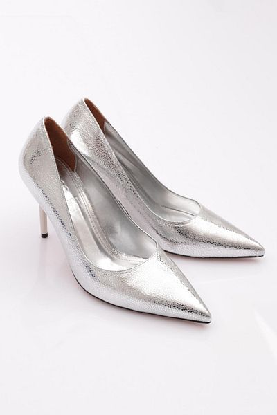 DGN 3725 Pantofi cu toc de damă Rodie argintie