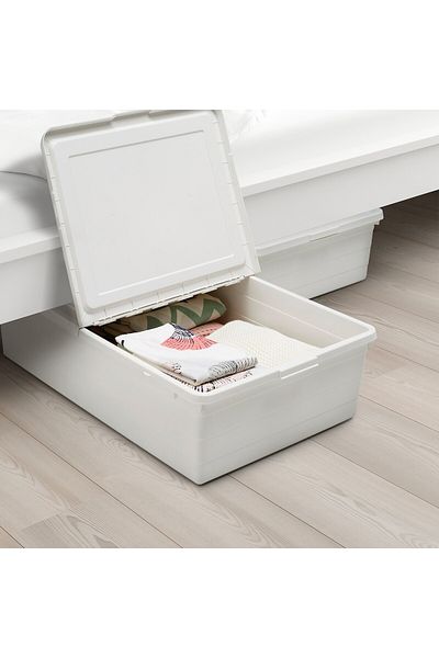 erorex Storage box with lid, white, 50x77x19 cm