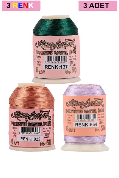 Mu Art 3 Pieces of Gold Spike Needle and Lace Thread 20 Gr - Royaleks - No: 822 - 554 - 137