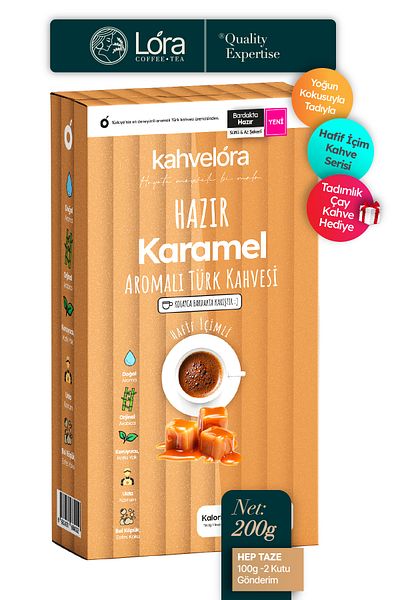 kahvelora Instant - 200g Caramel Turkish Coffee - Just Stir - Milky - Cezvede Cook - Instant Coffee