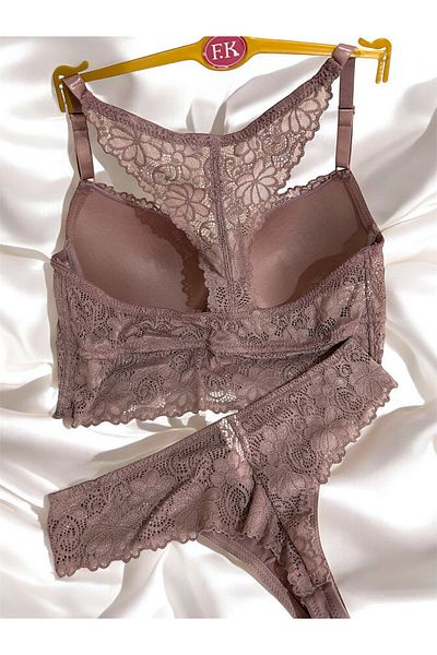 F.K Lace Bustier Bra and Brazilian Panty Lingerie Set