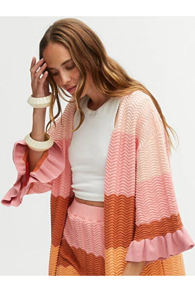 Nocturne Desenli Volanlı Triko Hırka