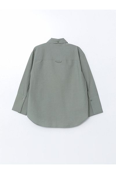 LC Waikiki Lcw Modest Khaki Oversize Poplin Women's Shirt Tunic