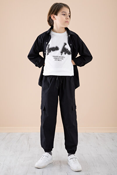 Cansın Mini Black Boy Printed T-Shirt 3 Piece Suit 20328