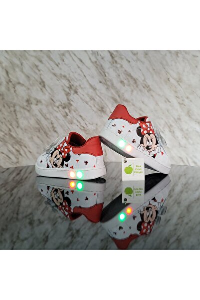 elma bebe Işıklı Ortopedik Cırt Cırtlı Unisex Kız Erkek Bebe Çocuk İlkadım Sneaker Spor Ayakkabı