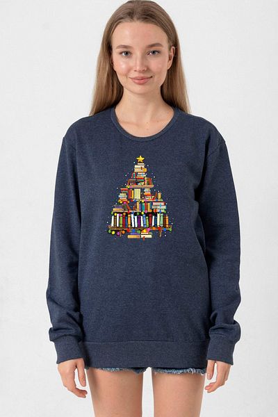 Tshirthane Book Lovers Christmas Indigo Women's 2Ip Sweatshirt