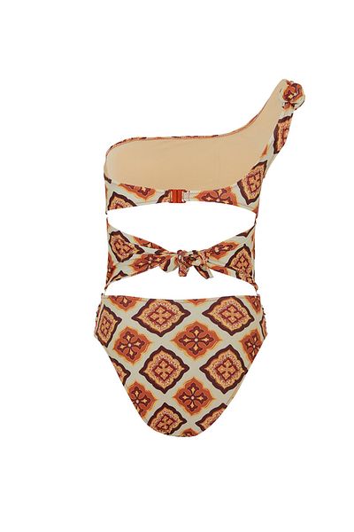Nocturne One Shoulder Detailed Patterned Swimsuit