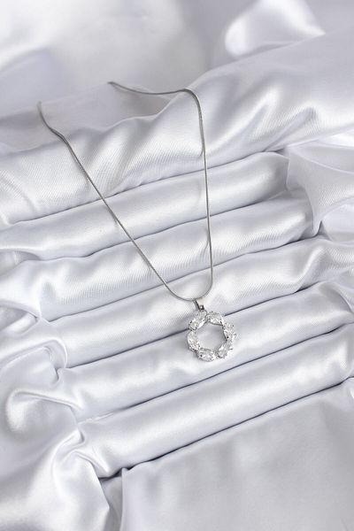 Clariss 316l الصلب الفضة اللون الزركون حجر قلادة المرأة