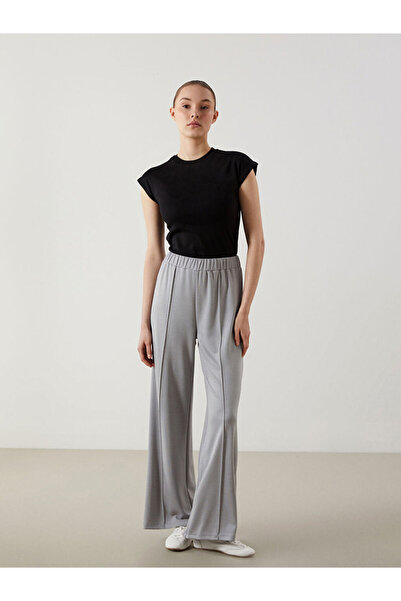 LC Waikiki Gray Wide Leg Women's Sweatpants with Elastic Waist