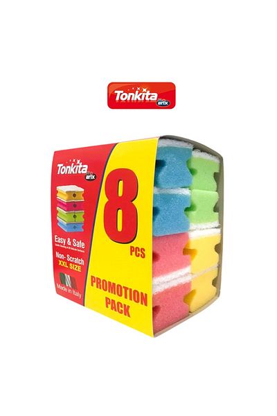 ARIX Tonkita Professional 8pc XXL Sponge Pack - Non-Scratch Cleaning for Delicate Surfaces