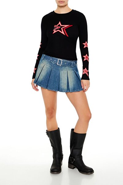 Forever 21 Yıldız Baskılı Uzun Kollu Tişört