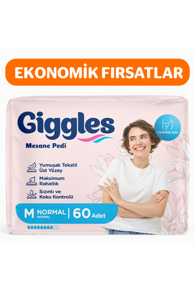 giggles Kadınlara Özel Mesane Pedi Medium (Normal) 2 paket - 60 Adet