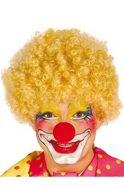 Mu Art Yellow Color Curly Afro Bonus Wig False Hair And Red Nose Set
