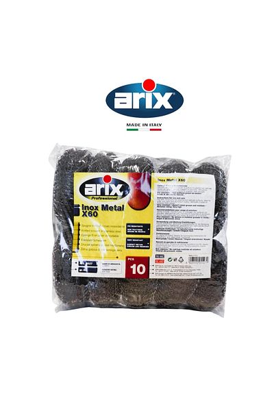 ARIX Professional Inox 10-pcs Metal X60 Stainless Steel Knitted Scourer: Heavy-Duty Cleaning