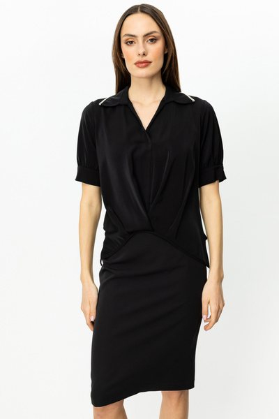 Ekol Yakası Taş Detaylı Kolsuz Bluz