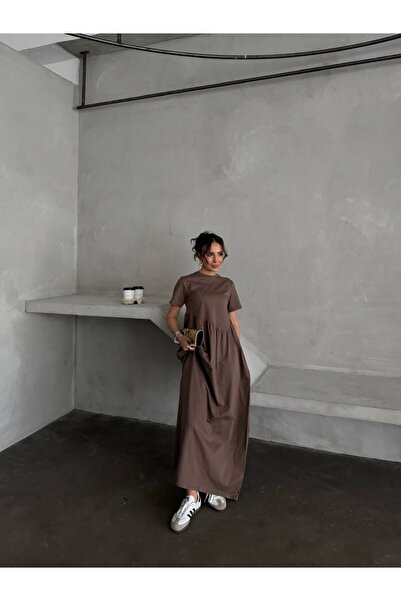 eBaa fashıon KISA KOL GÜNLÜK MAXİ ELBİSE