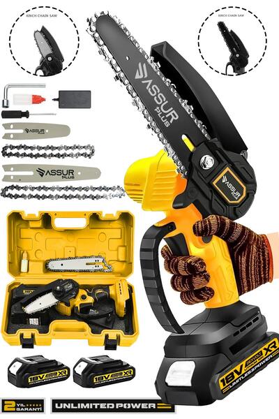 ASSUR PLUS Profesonel Metal Dişli 18v 1.5ah Şarjlı Dal Budama Testeresi