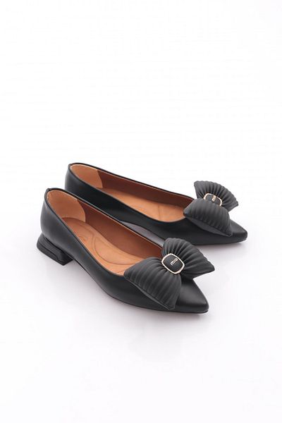 DGN 2898 Women's Bow Detailed Pointed Toe Ballerinas